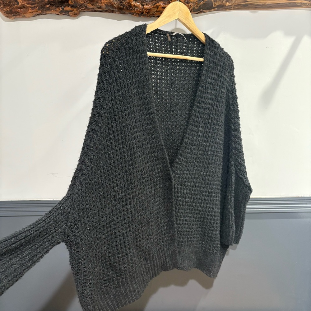 Free People Charcoal Knit Cardigan